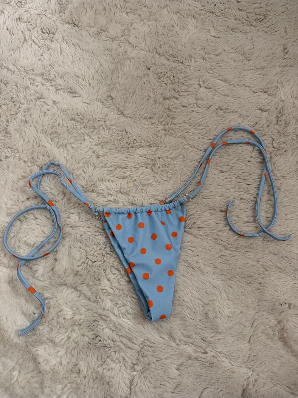 Blue & Orange Polka Dot Tie-Side Bikini Bottom